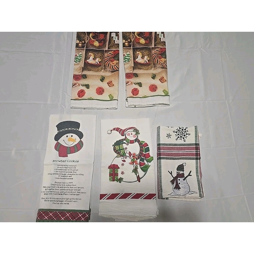 Cotton Set Of 5 Tea Hand‎ Kitchen Dish Bathroom Towels Christmas H3242
